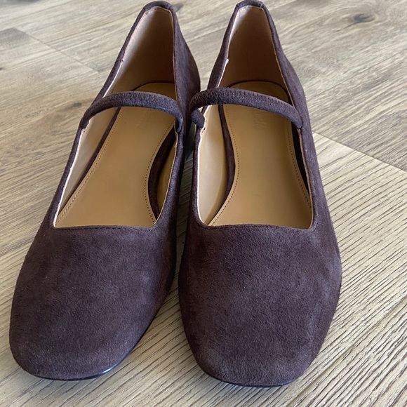 Madewell The Greta Pump Dark Brown Suede Mary Jane Block Heels Womens Size 8 New - Picture 4 of 9